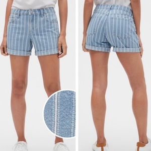 GAP Denim 5” Striped Shorts Denim/White Cuff size 8 NWOT